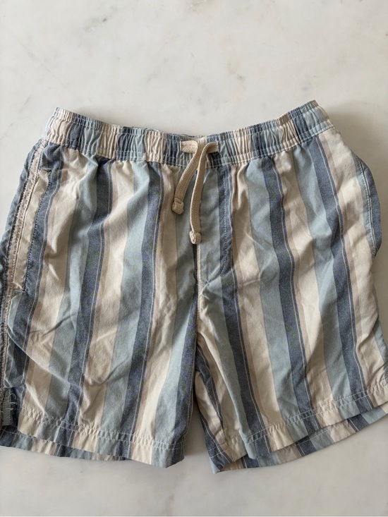 Free Planet Other - Free Planet Striped Drawstring Swim Trunks in Blue and Cream